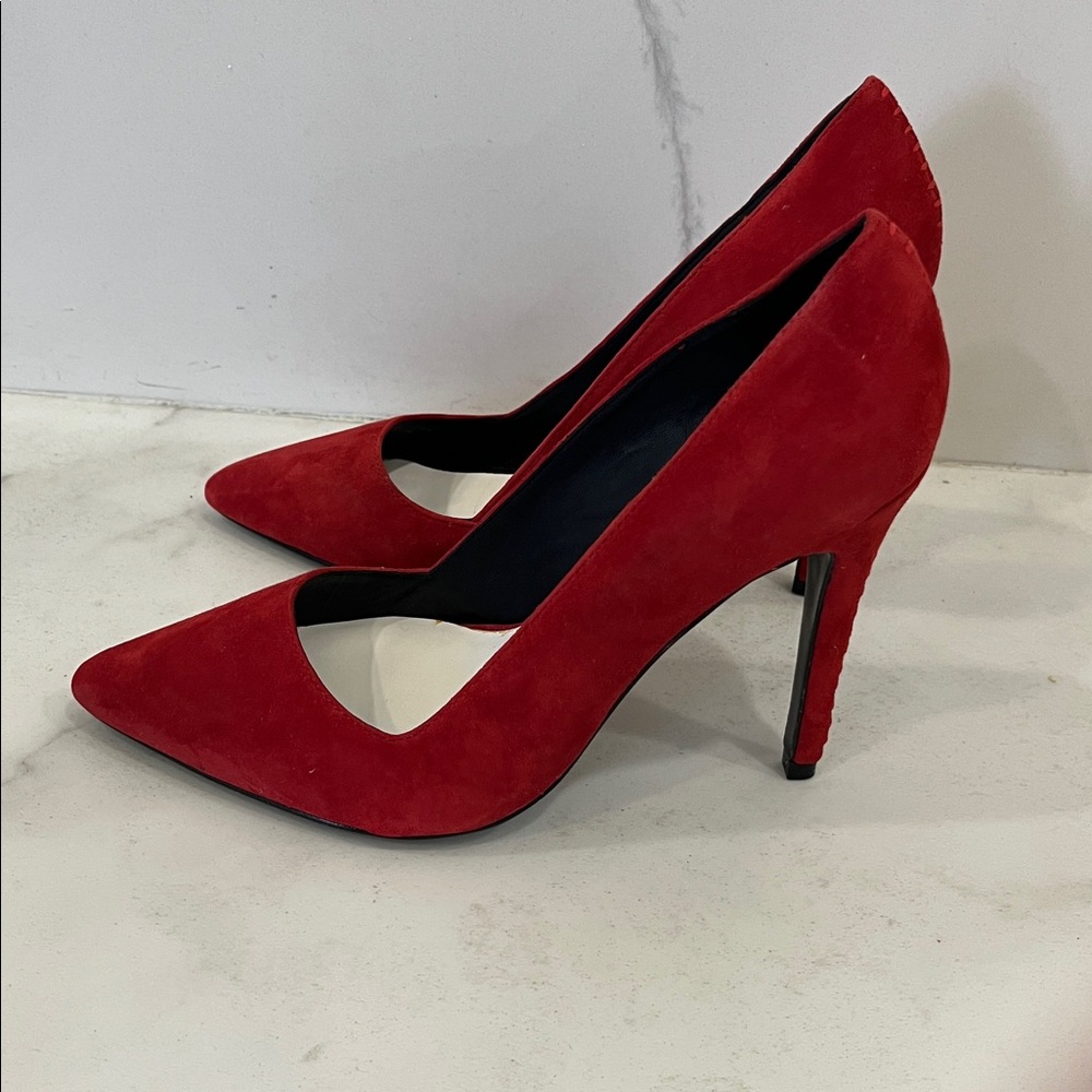 Alice + Olivia Bold Red Suede Pumps